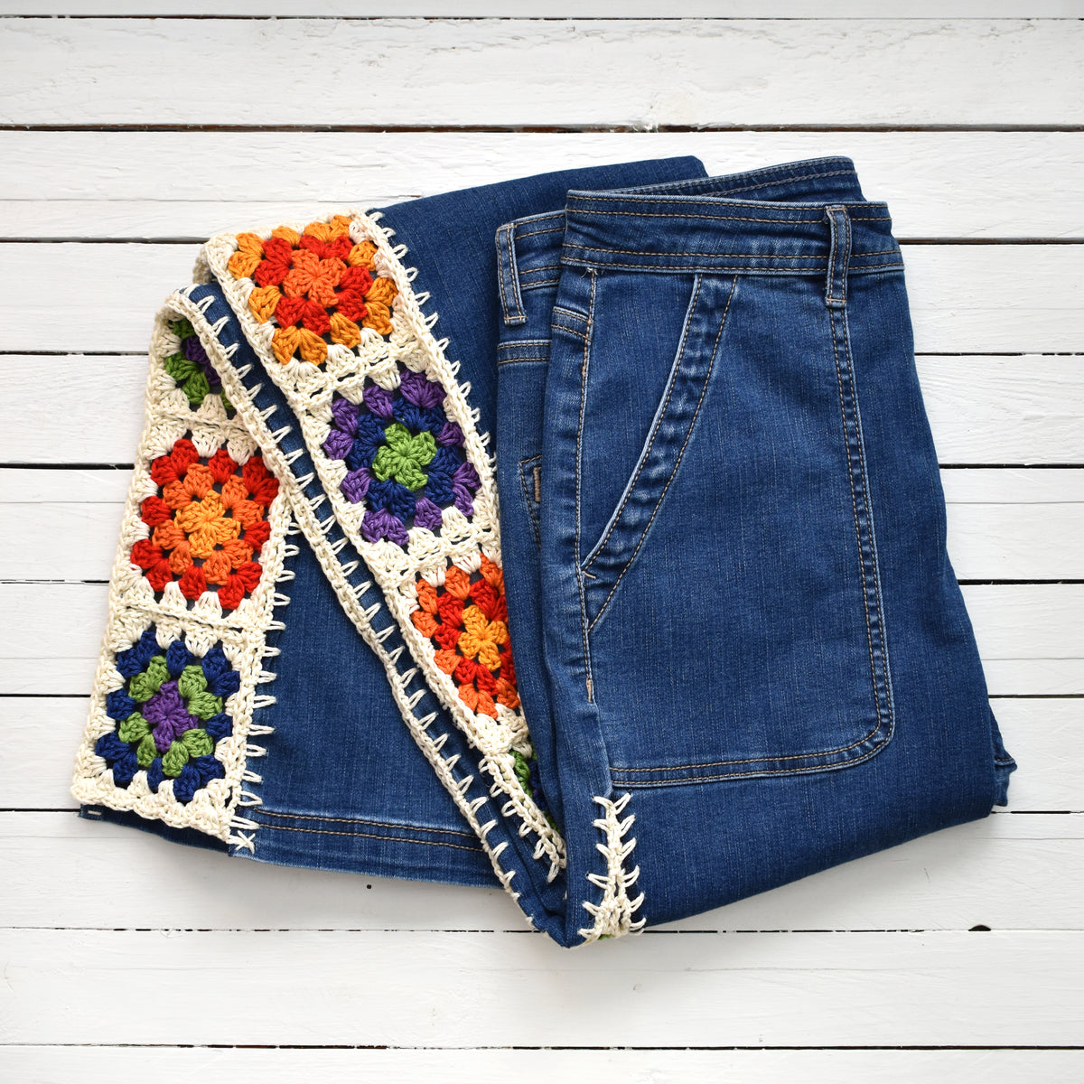 Granny Square Jeans - Rainbow