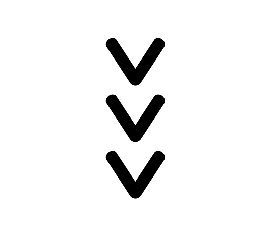 Three black downward arrows on a white background.